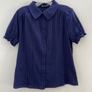 Allegra K blue short sleeve blouse